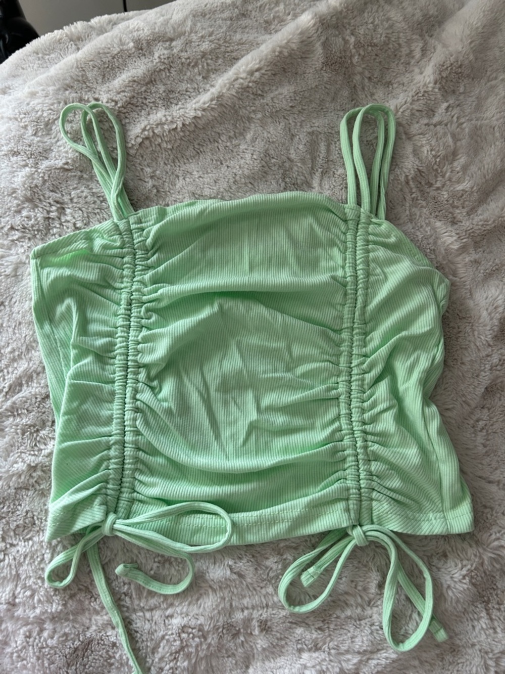 SHEIN Mint Green Ruched Tie-Front Cami